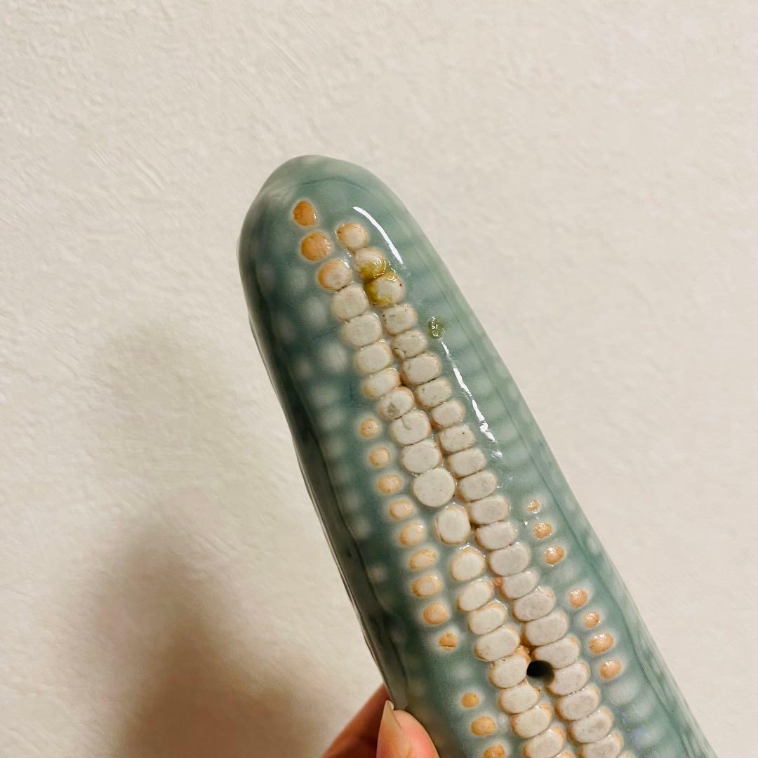 トウモロコシ型陶器置物 リス付き