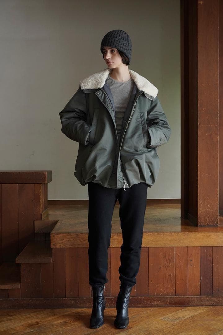 CLANE　BALLOON DESIGN HOODED N3B　カーキ　1