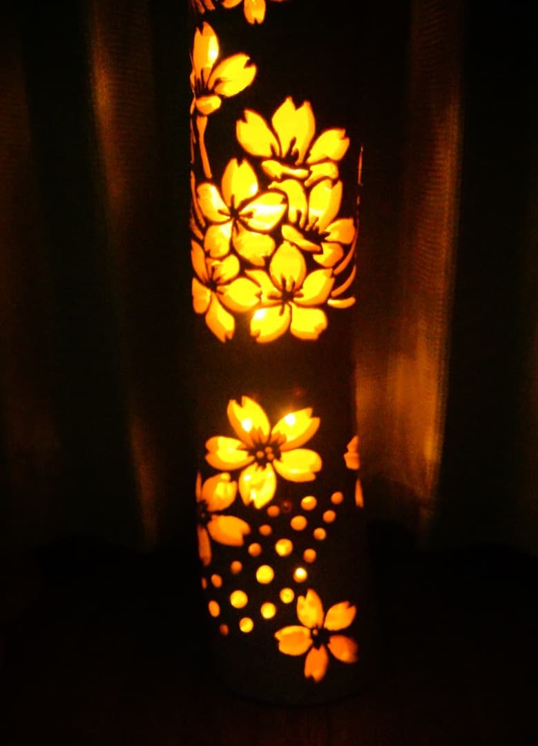 竹灯り　〜鳥たちの花見〜　竹灯籠　希少★極太変形孟宗竹