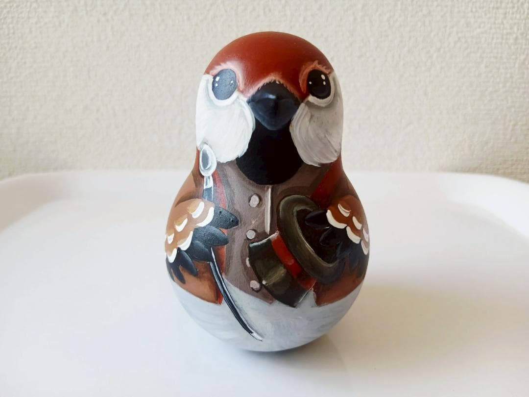 【CBT083】9cm級 おきあがりこぼし(大) スベトラーナ　すずめ