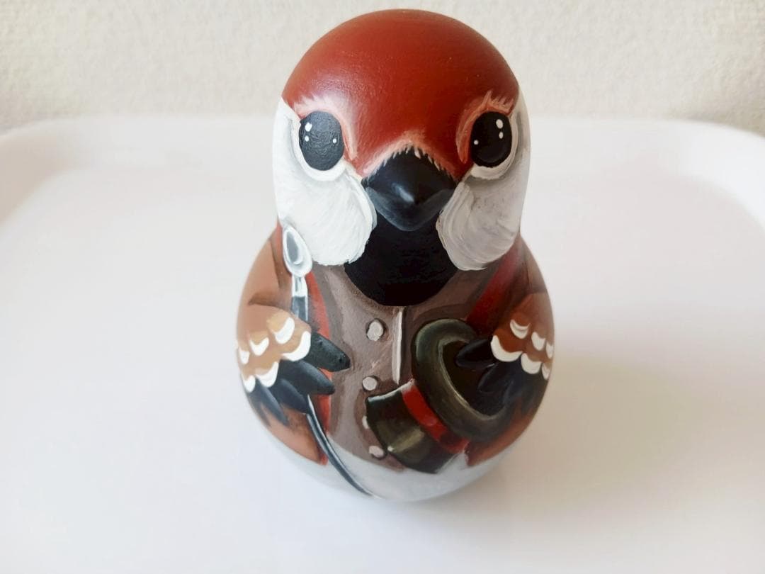 【CBT083】9cm級 おきあがりこぼし(大) スベトラーナ　すずめ