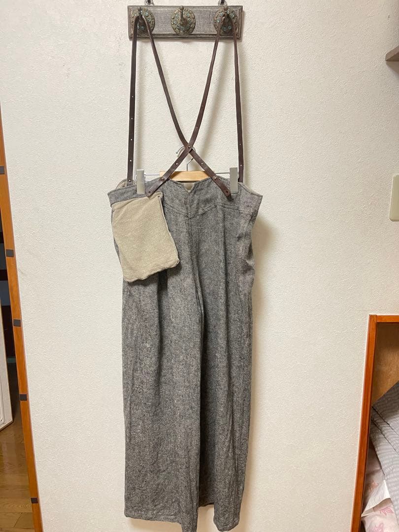 emic etic 革サスペンダーバギーパンツ