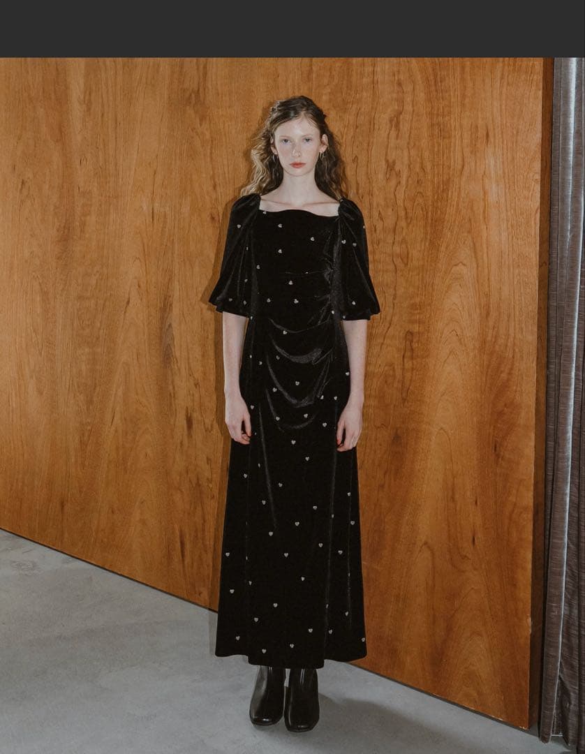 ワンピース et.UNiVER Sweetheart velour dress
