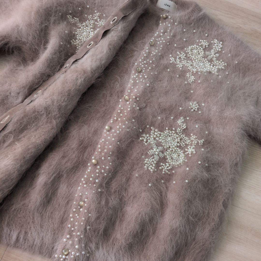 イエナ IENA アンゴラコンパールビーズ刺繍カーディガン