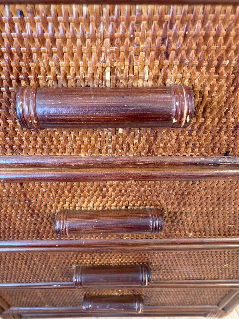 ラタン籐チェスト 家具 4段 タンス　レトロ アンティーク