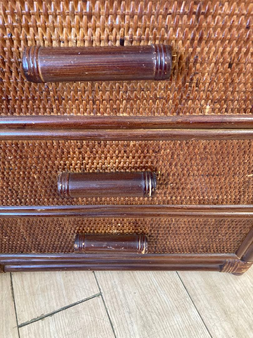 ラタン籐チェスト 家具 4段 タンス　レトロ アンティーク