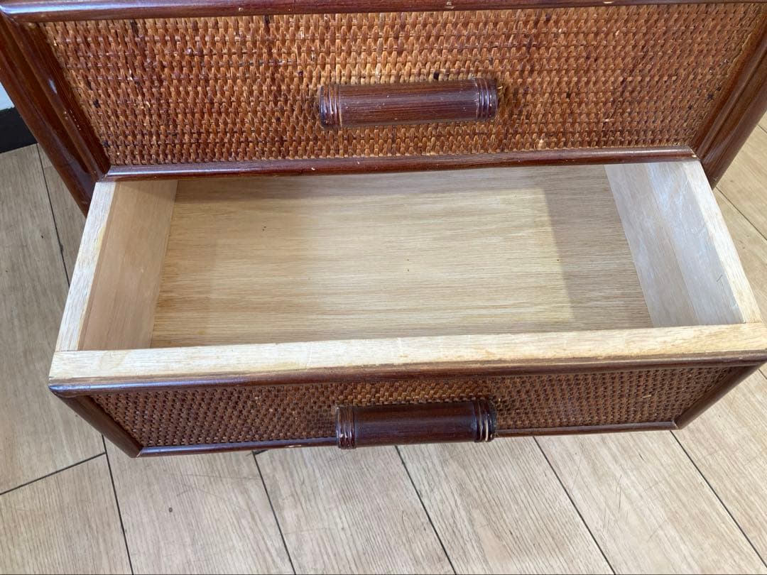 ラタン籐チェスト 家具 4段 タンス　レトロ アンティーク