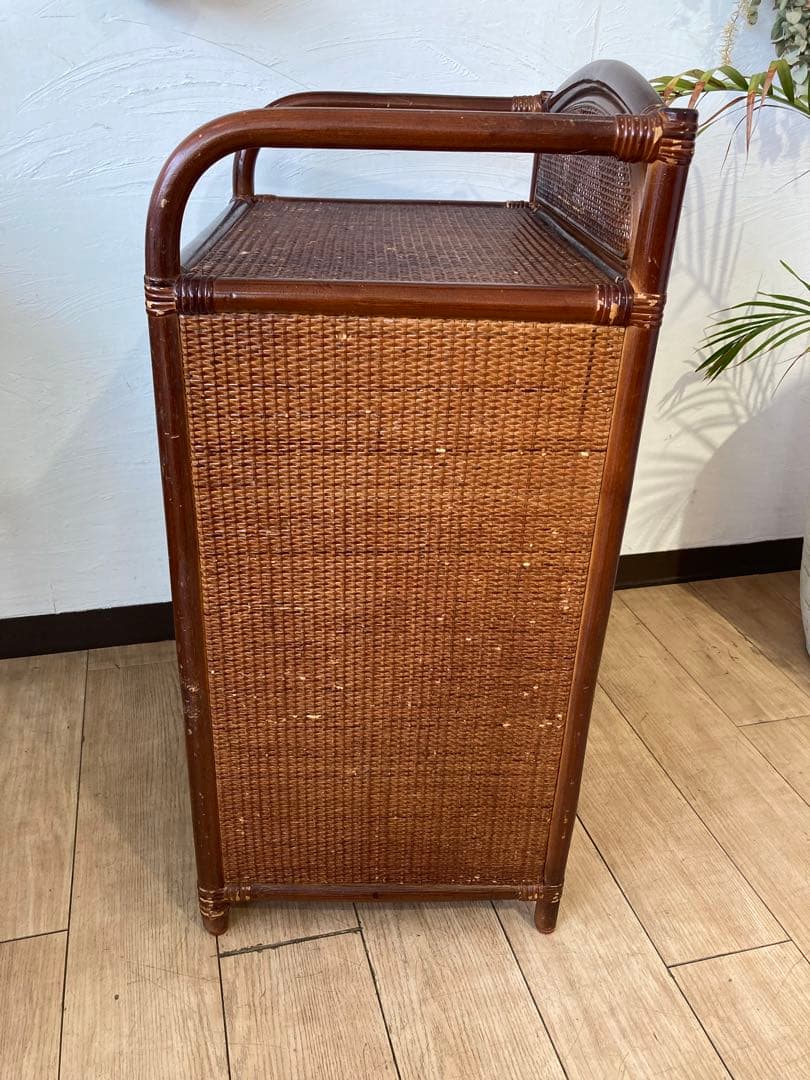 ラタン籐チェスト 家具 4段 タンス　レトロ アンティーク
