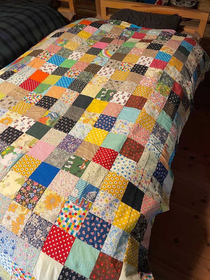 ハンドメイドカラフルパッチワークベッドカバー