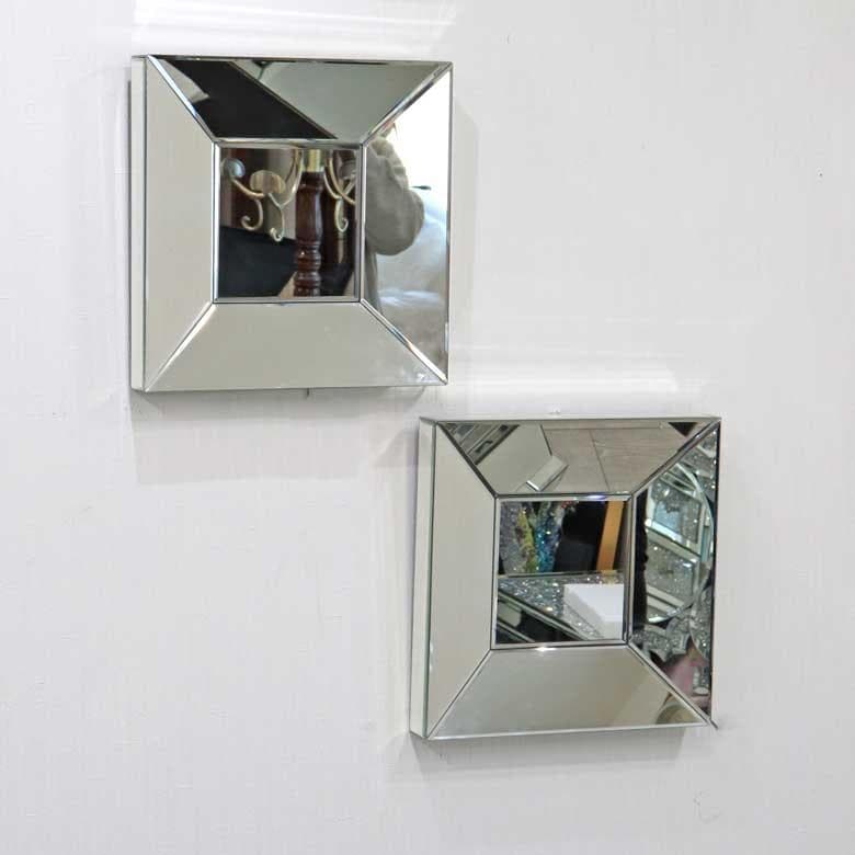 2枚セット ミラー家具 壁掛けミラー シルバー 鏡 35cm