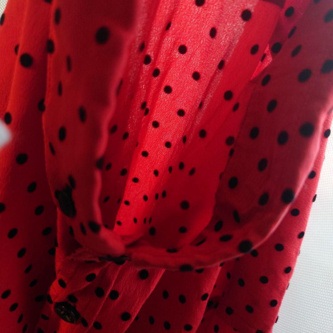 サンローラン／ドット柄（立体ドット）シルク長袖シャツ38