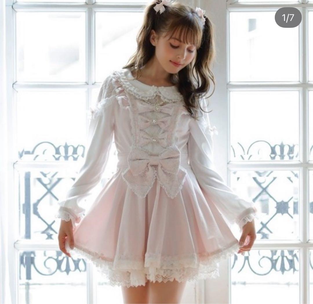 LIZLISA トリプルリボンフリルセットアップ　ピンク