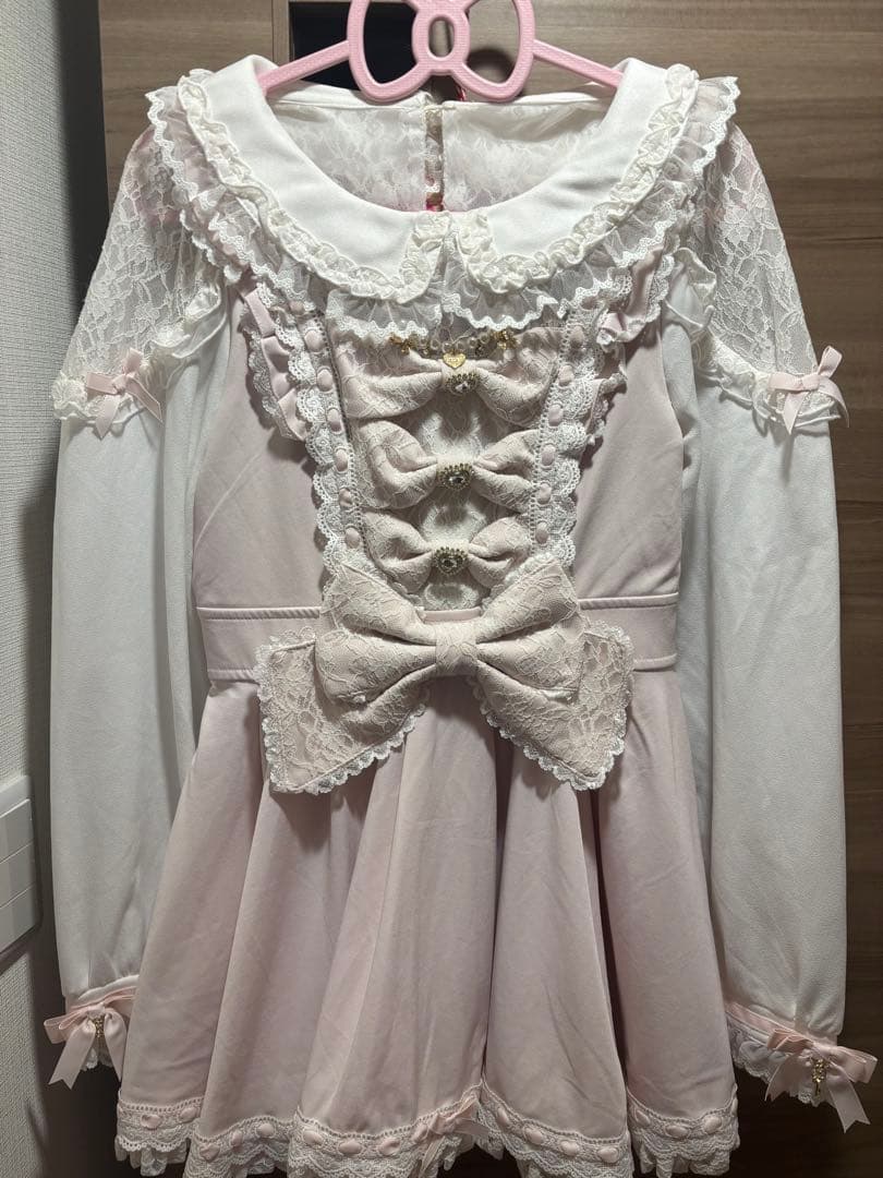 LIZLISA トリプルリボンフリルセットアップ　ピンク