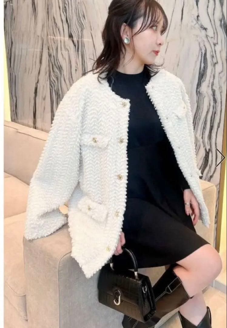 【極美品】dazzlin ダズリン ボアフレンチブルゾン ホワイト ジャケット