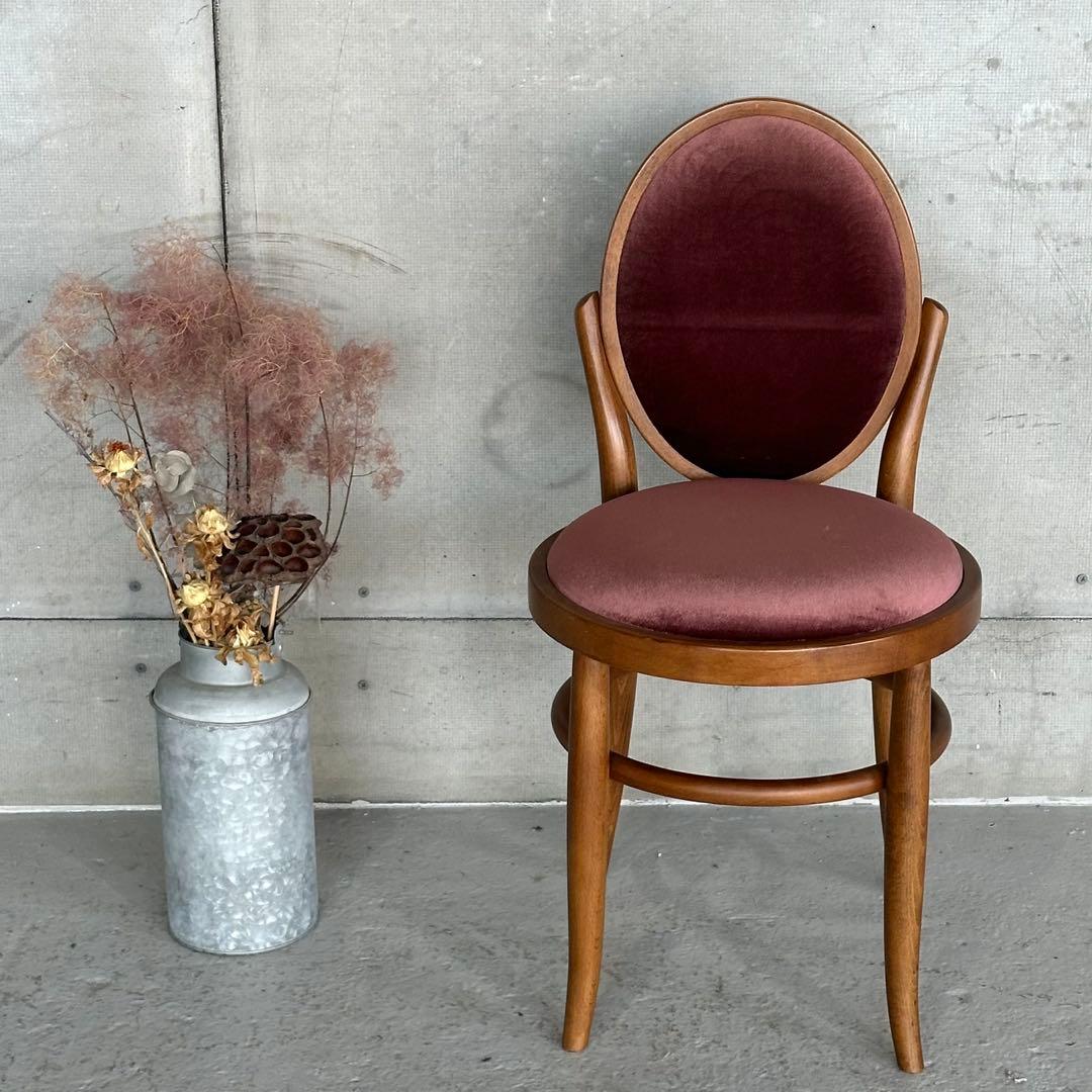 ✦70s★ 昭和興業 丸背チェア｜昭和喫茶 レトロ椅子｜ワインレッド ベロア調