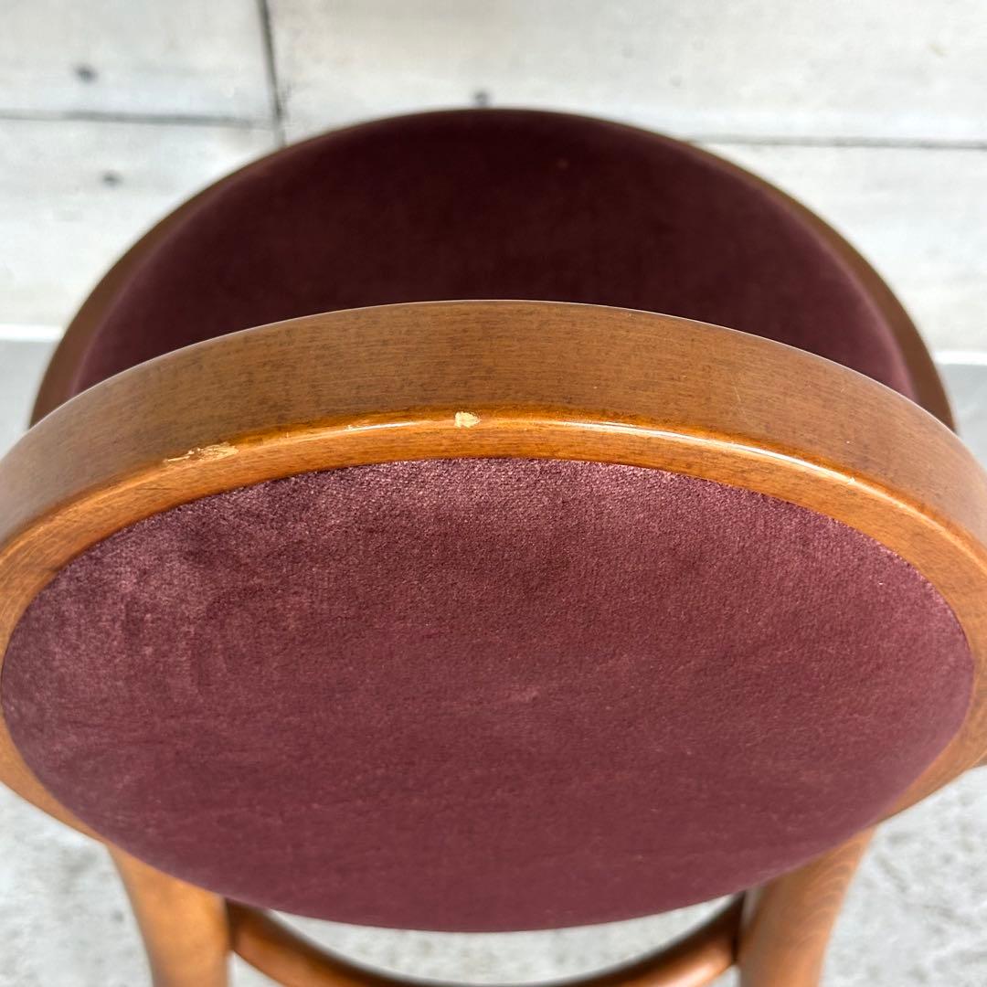 ✦70s★ 昭和興業 丸背チェア｜昭和喫茶 レトロ椅子｜ワインレッド ベロア調