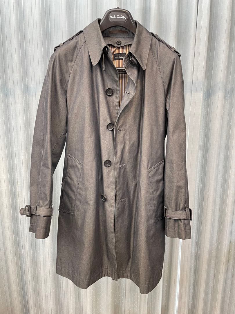 PSポールスミス トレンチコート　無地　灰色　コットン　S ライナー・ベルト付
