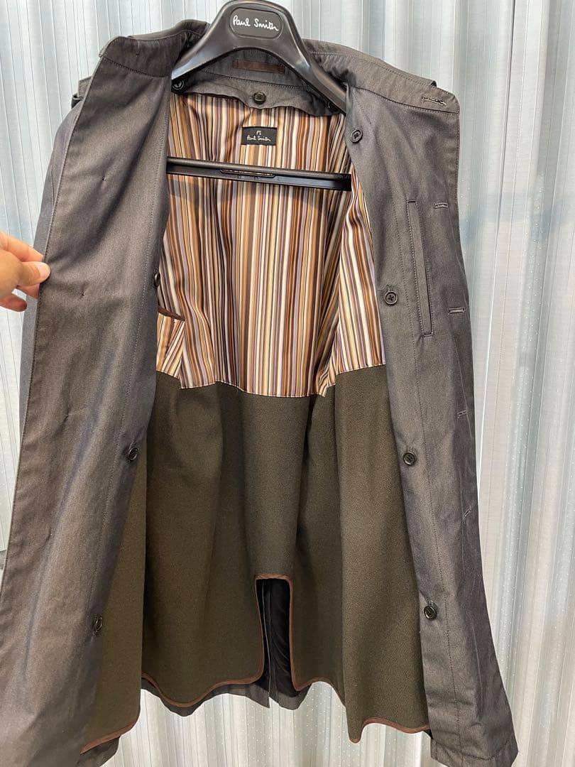 PSポールスミス トレンチコート　無地　灰色　コットン　S ライナー・ベルト付
