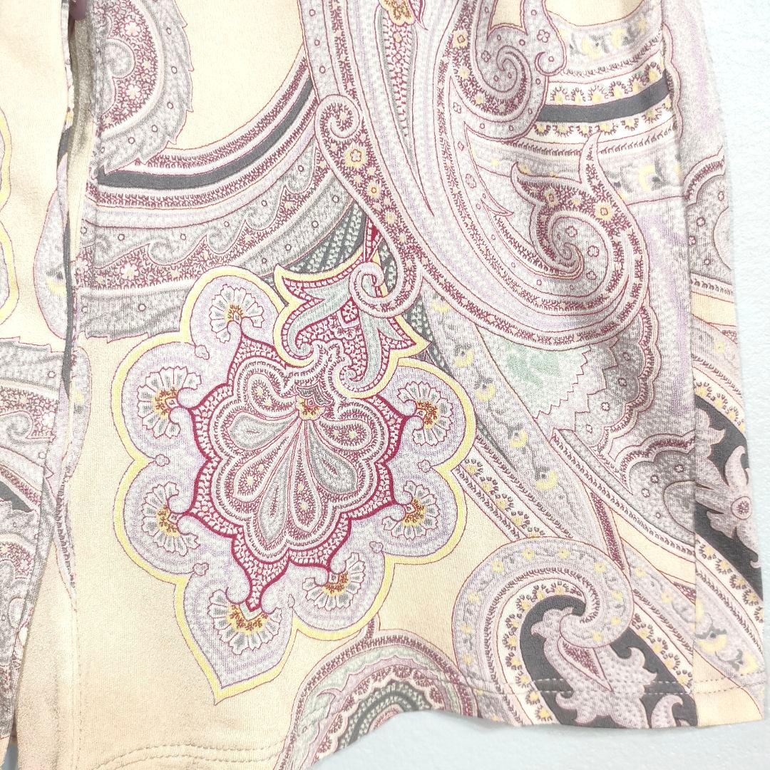 美品★MaxMara シャツ L ペイズリー薄紫色 伸縮性 白タグ イタリア製