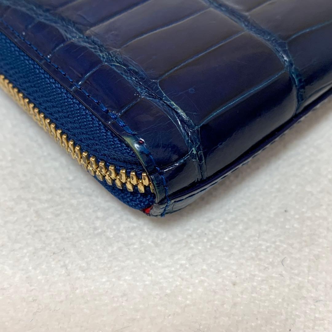 池田工芸　クロコダイル長財布　希少　ロイヤルブルー&レッド　本日取り下げ