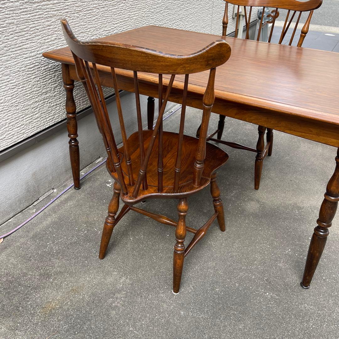 ニコぶたキツツキ 飛騨産業 ウィンザーチェア 2脚 古家具 木製ダイニング