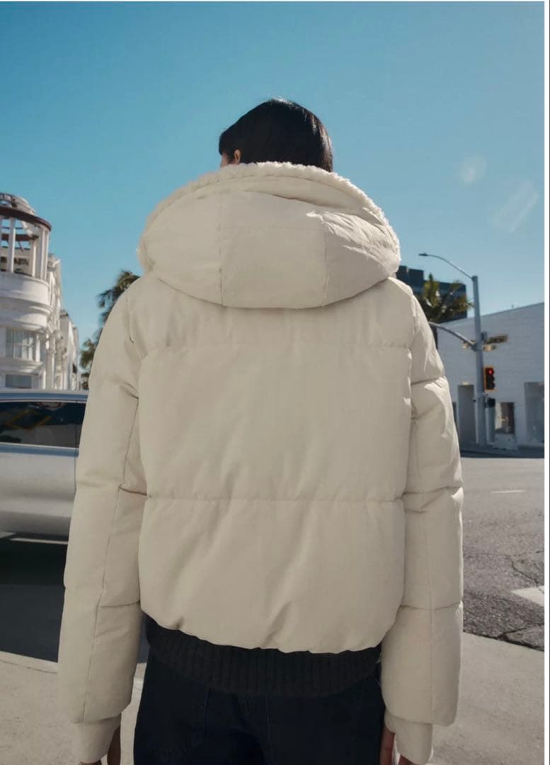 【ZARA】フェイクシープスキンフード付き撥水ウィンドブレーカー アノラック S