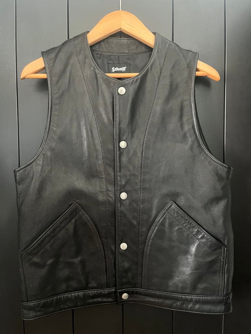 m*x様 Schott ゴートレザー レザーベスト S