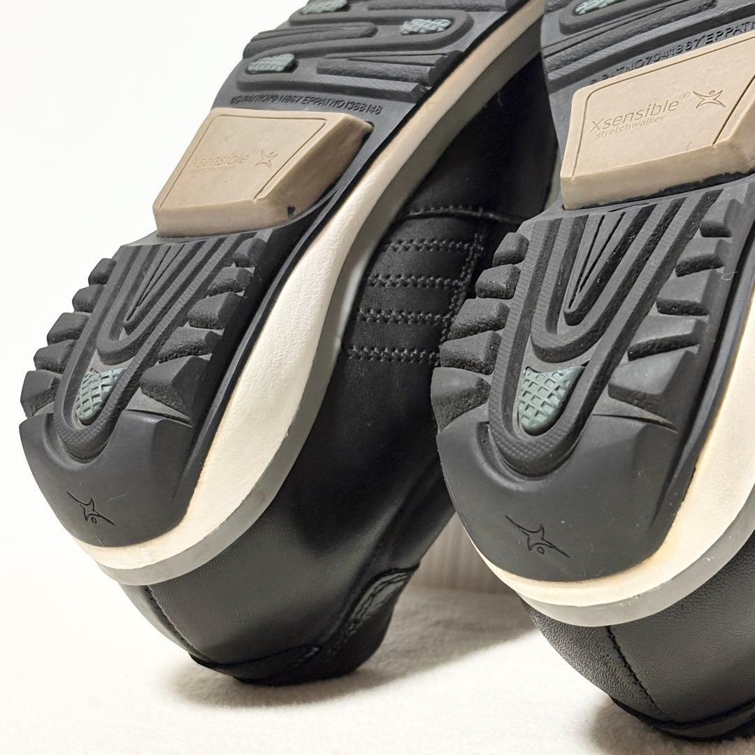 【Xsensible】 ストレッチウォーカー 37 黒 革 健康 綺麗 23.5