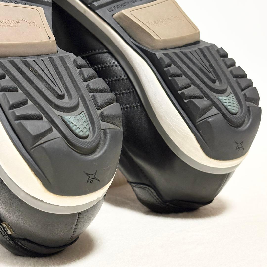 【Xsensible】 ストレッチウォーカー 37 黒 革 健康 綺麗 23.5