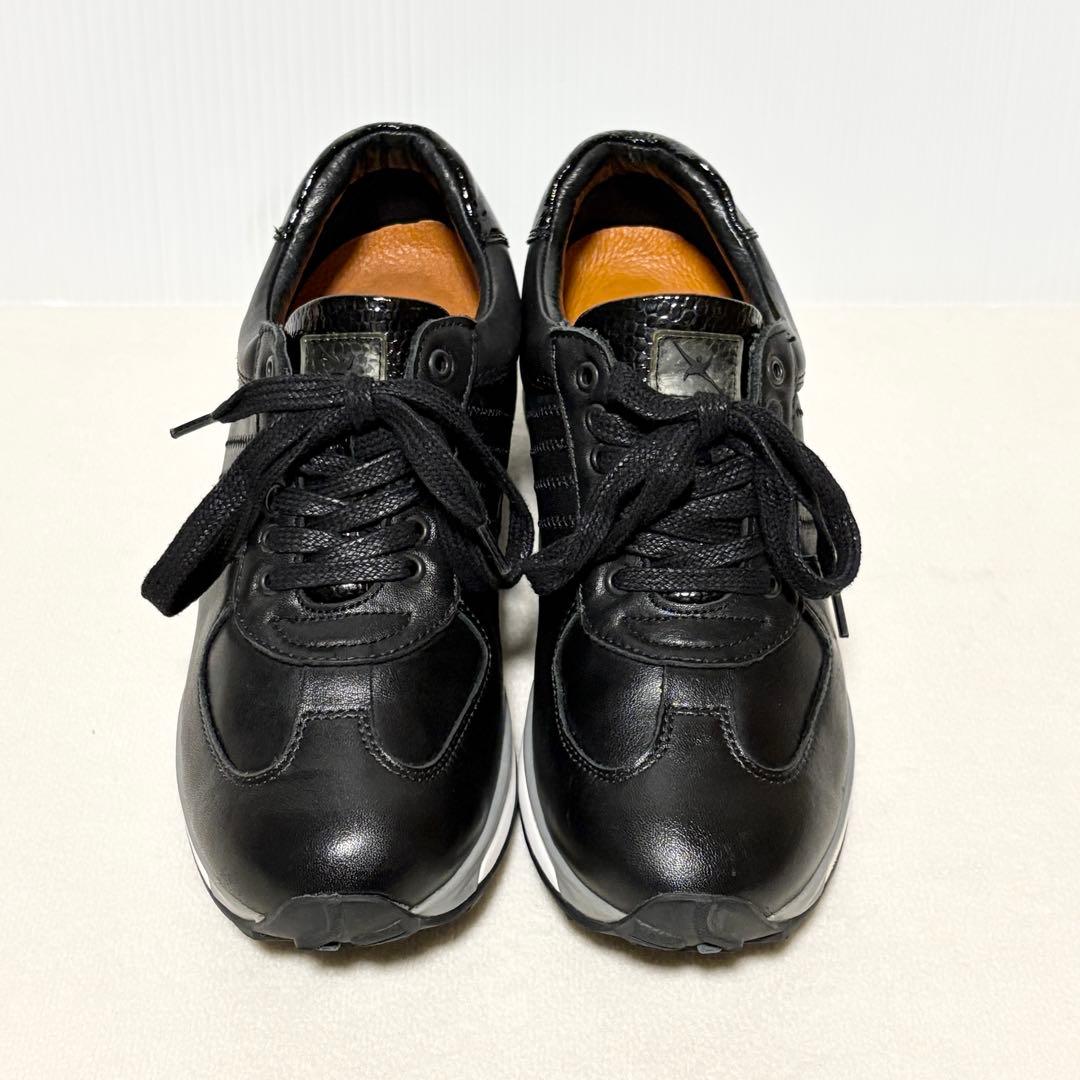 【Xsensible】 ストレッチウォーカー 37 黒 革 健康 綺麗 23.5