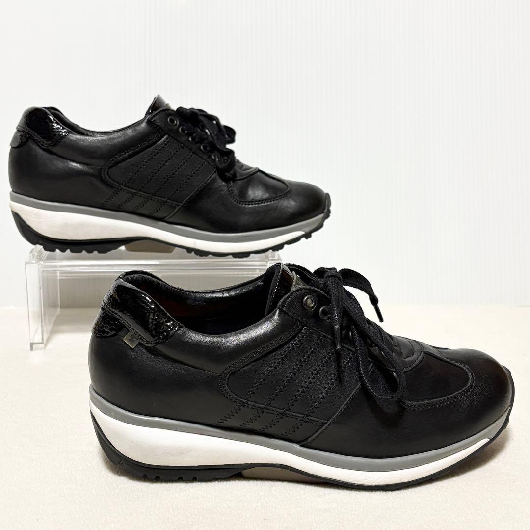 【Xsensible】 ストレッチウォーカー 37 黒 革 健康 綺麗 23.5