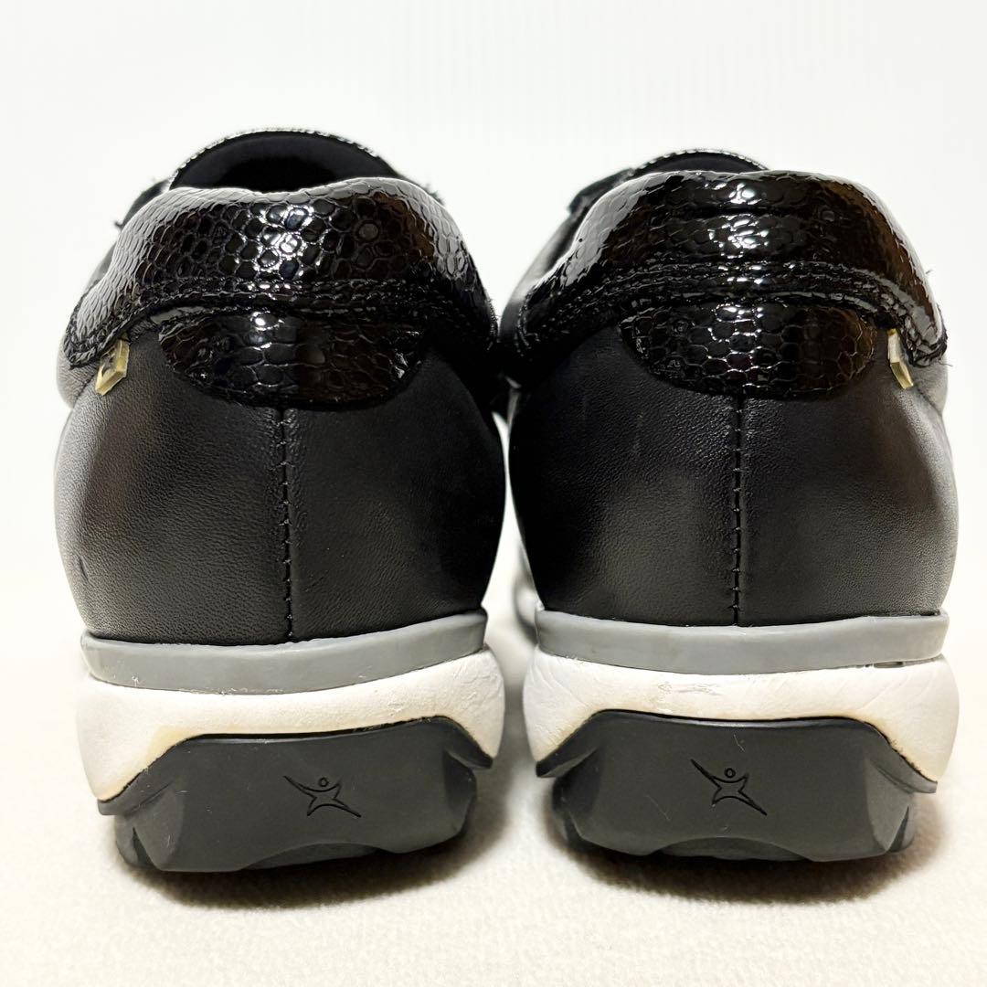 【Xsensible】 ストレッチウォーカー 37 黒 革 健康 綺麗 23.5