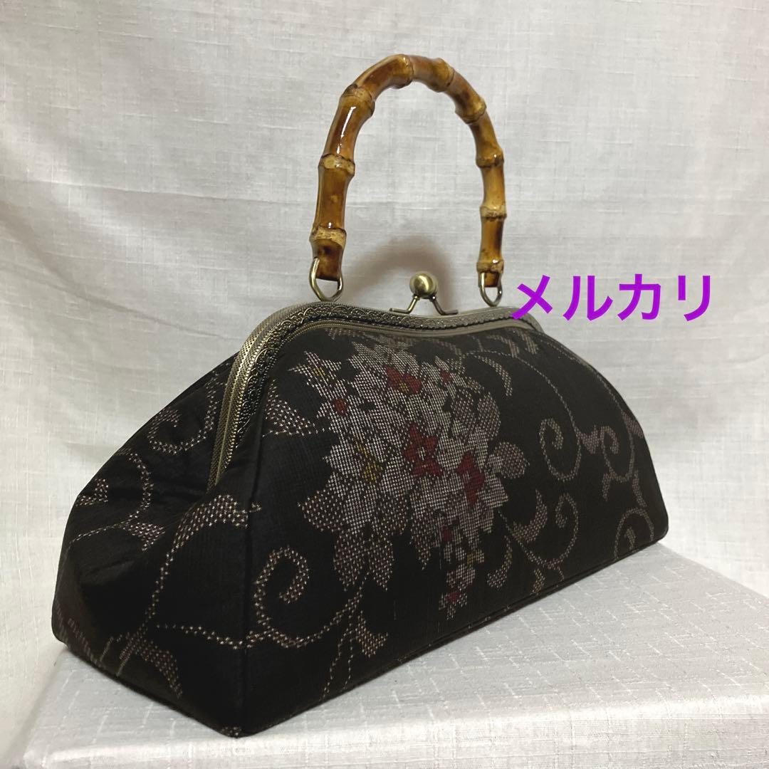 本場泥大島紬龍郷　ハンドメイド　親子がま口長財布　本場泥大島経緯絣　がま口バッグ