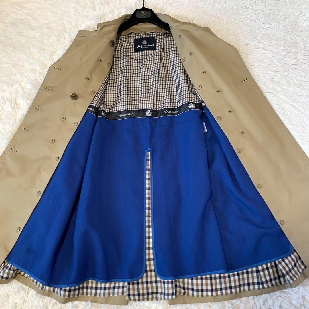 極美品　アクアスキュータム　XL トレンチ　ハニーベージュ　青ライナー　ベルト