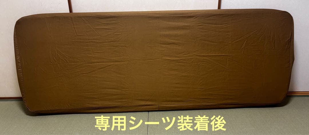 WAQ インフレーターマット厚さ10cm、シングル、専用シーツ付、カラー：タン