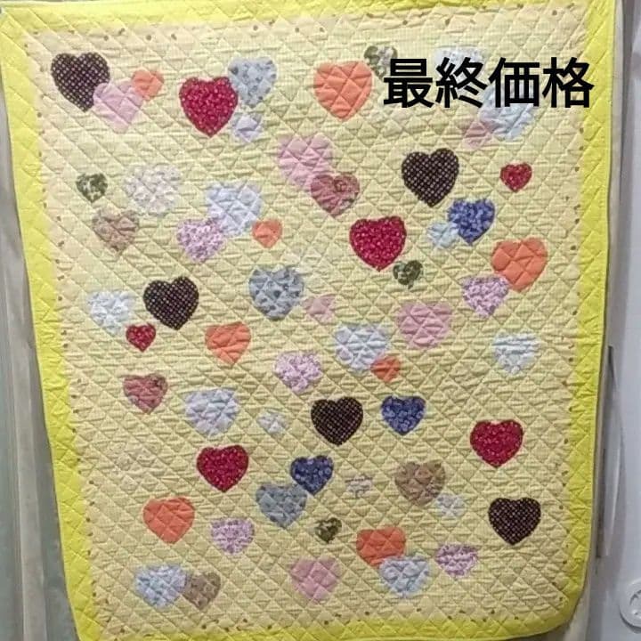 ☆値下げ☆幸せいっぱい黄色の手縫いパッチワークキルト