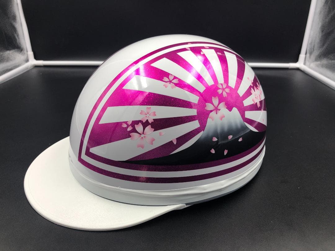 コルク半　カスタム　富士日章　三つボタン　ホワイトピンク　ラメ　桜