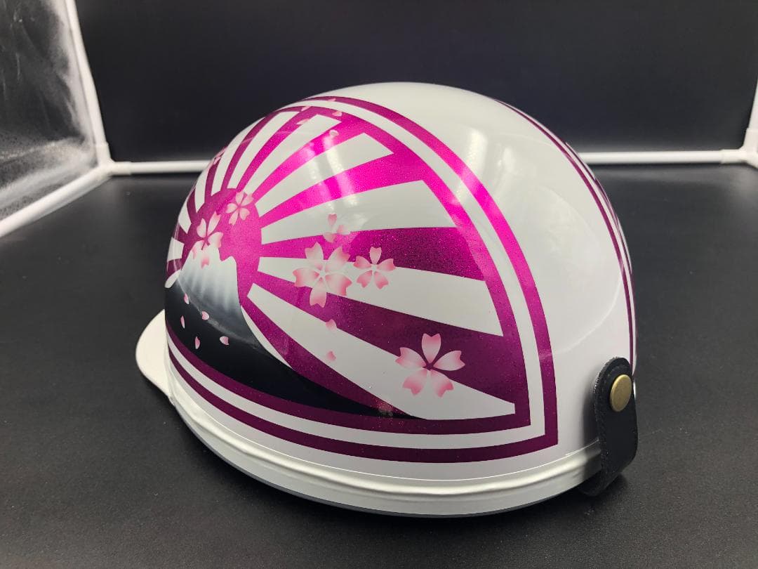 コルク半　カスタム　富士日章　三つボタン　ホワイトピンク　ラメ　桜