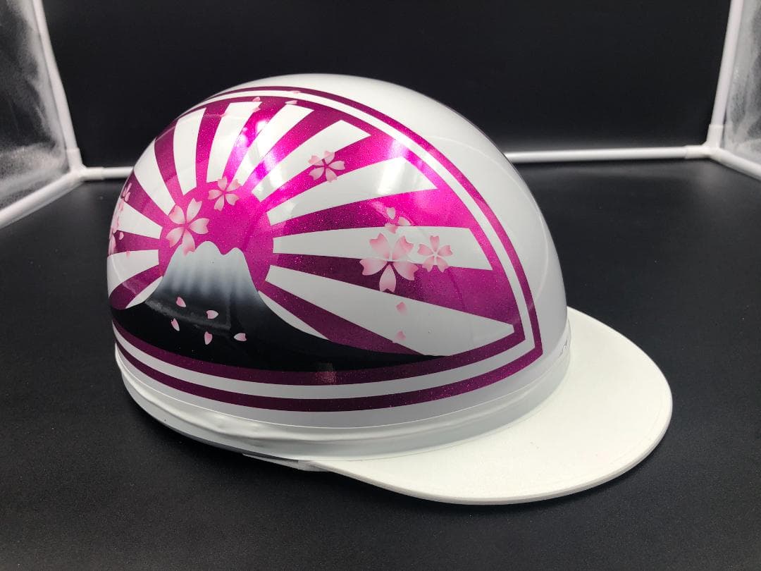 コルク半　カスタム　富士日章　三つボタン　ホワイトピンク　ラメ　桜