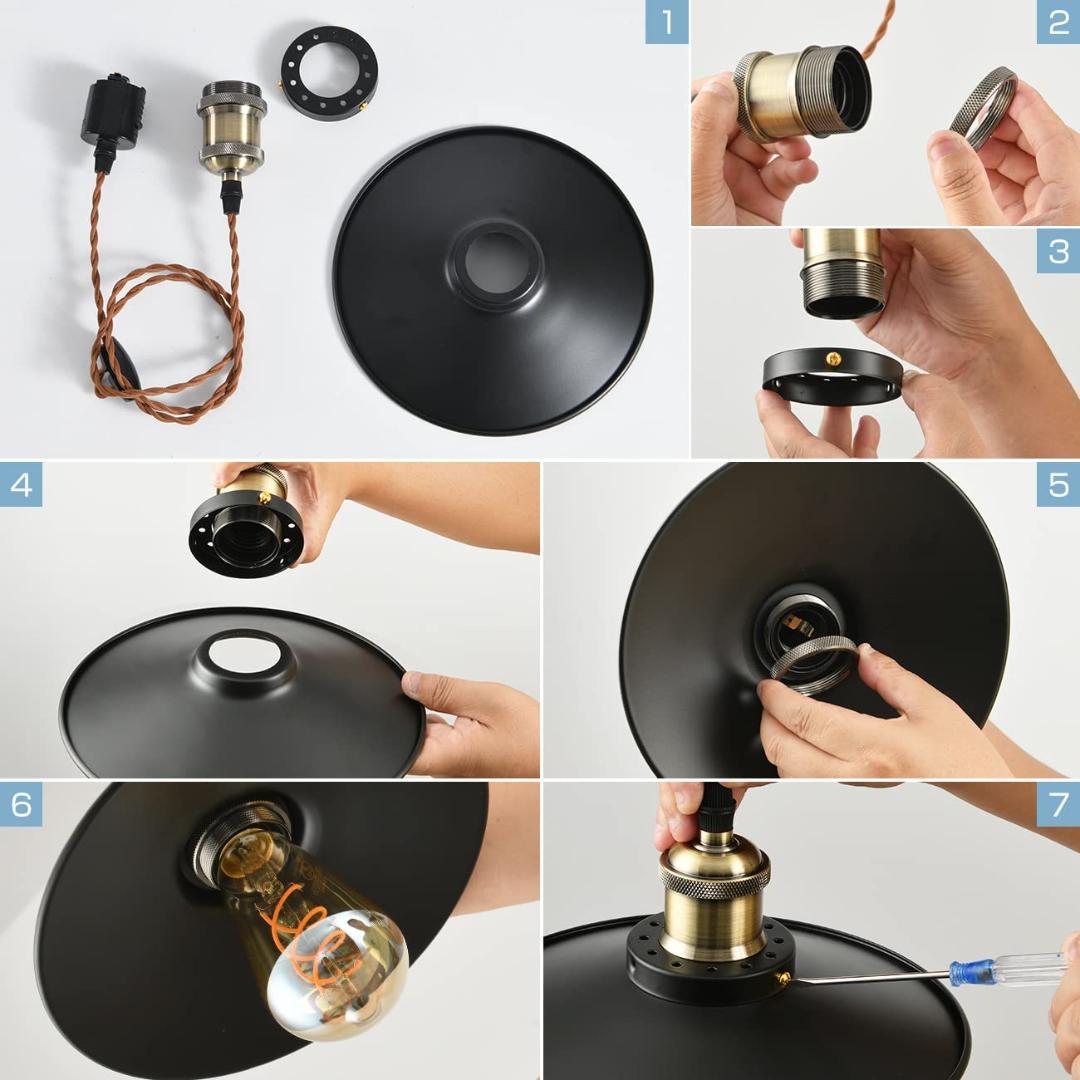 ☆北欧風アンティークレトロ調節可能3個セットペンダントライト