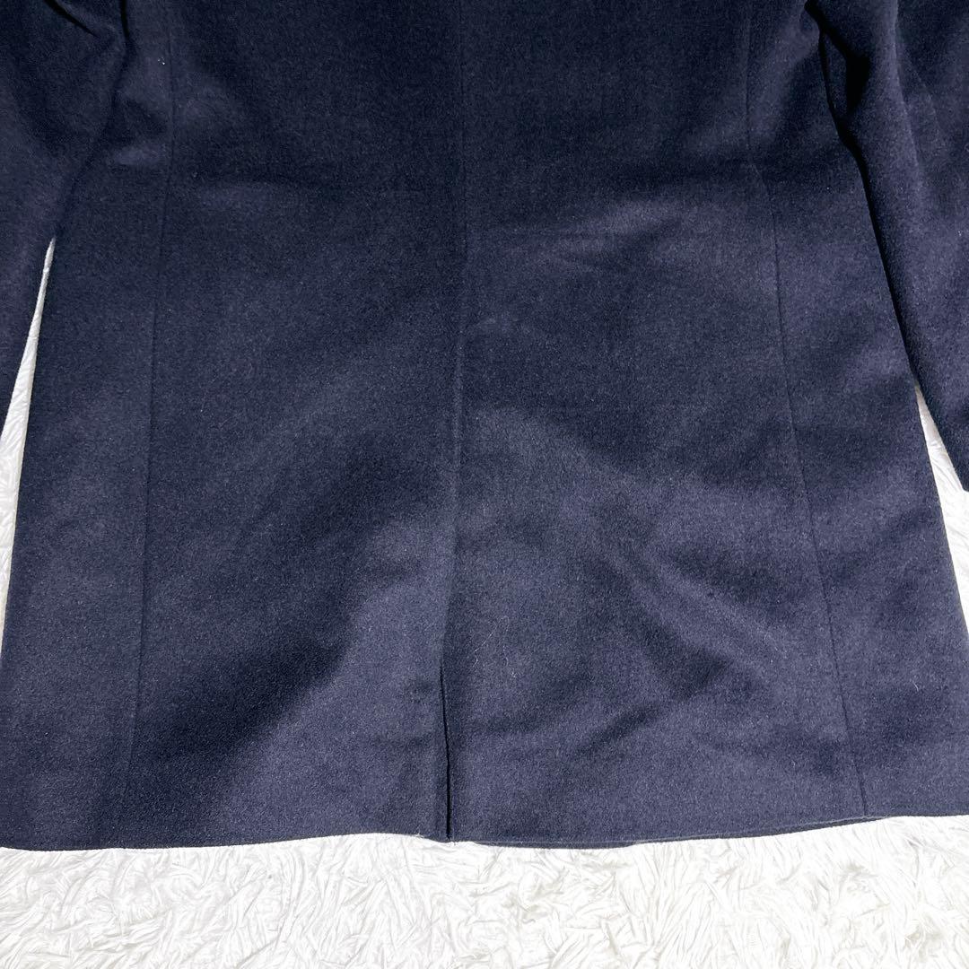 美品 UNIQLO カシミヤ混 チェスターコート ネイビー ロング丈 L