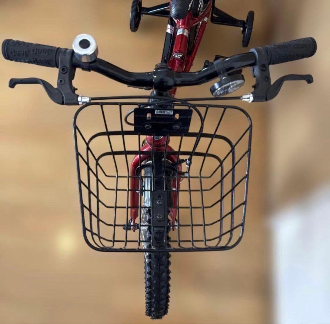 【極美品】Jeep 子供用自転車 16インチ 赤 前カゴ付き 補助輪付き