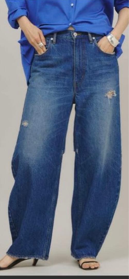 Curensology カレンソロジー ダメージカーヴィーデニムパンツ　38