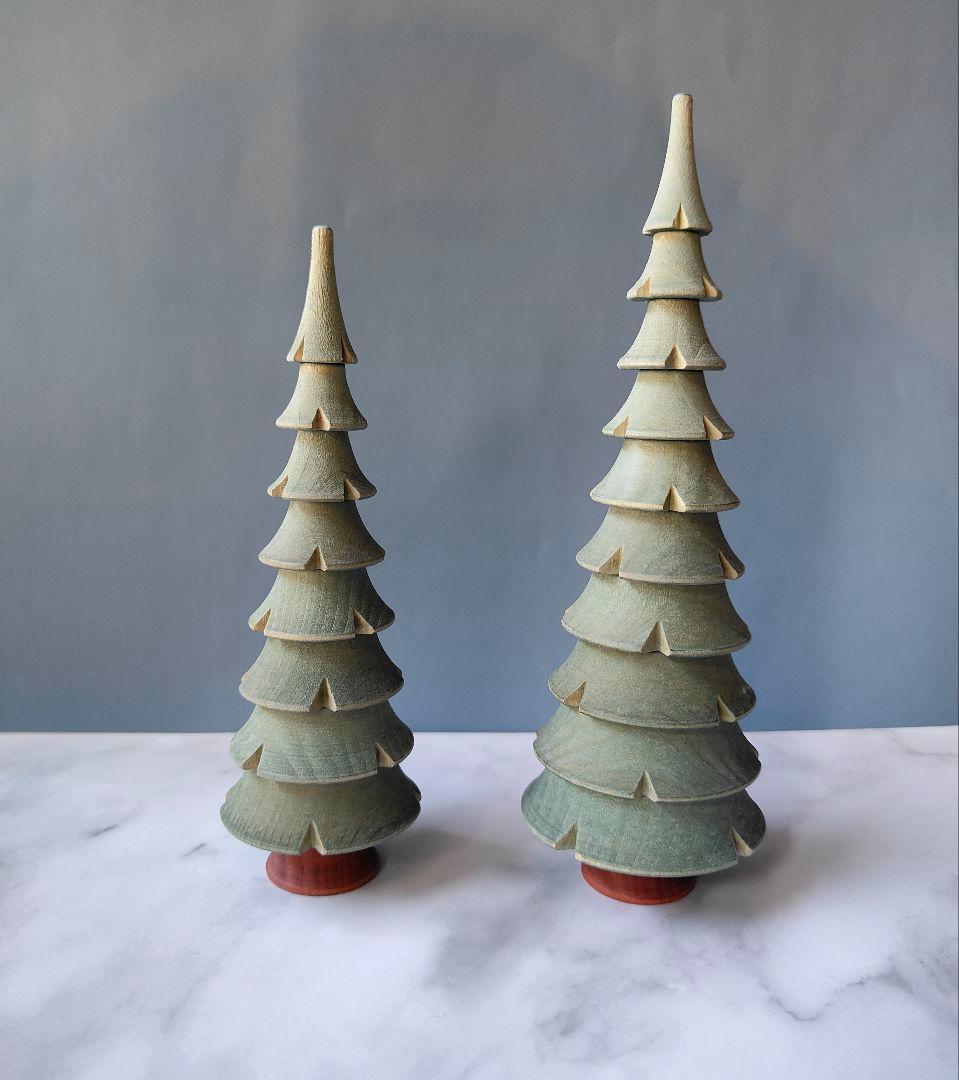 ドイツ エルツ地方 木製ツリー 大小2個セット