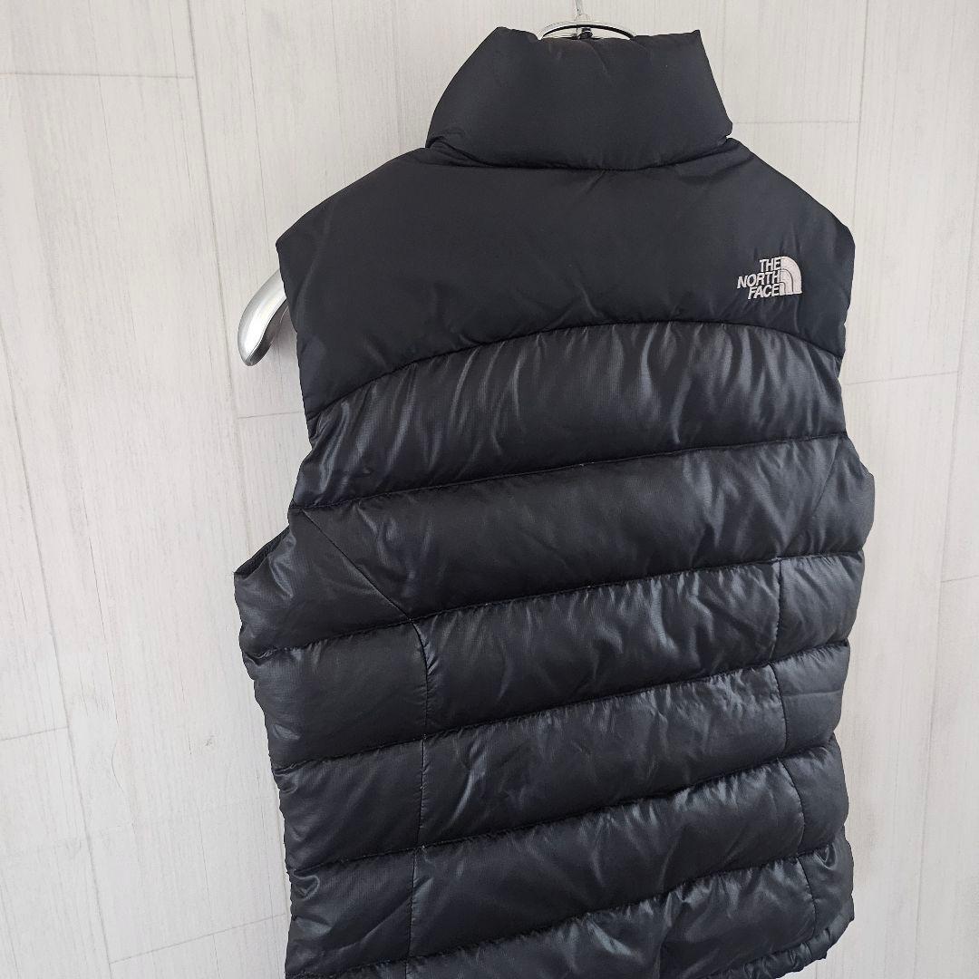 【大人気】ノースフェイス ダウンベスト ヌプシ 刺繍ロゴ 黒 レディース M