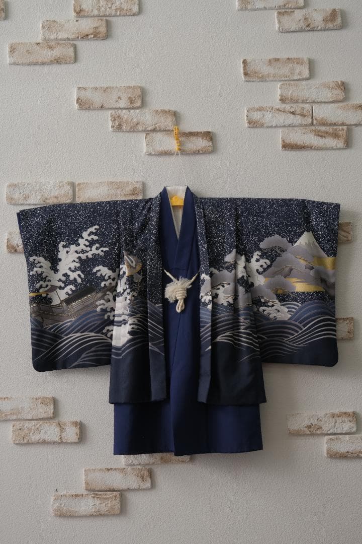 5歳　七五三　着物 波と龍
