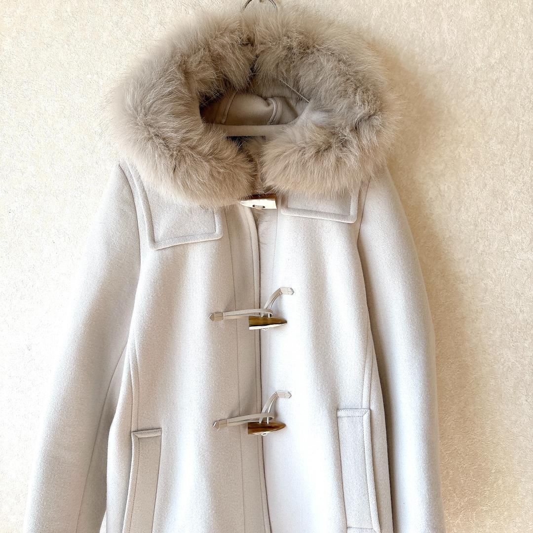 美品⭐️SHIPS カシミヤ混フォックスファー ダッフルコート36 アイボリー