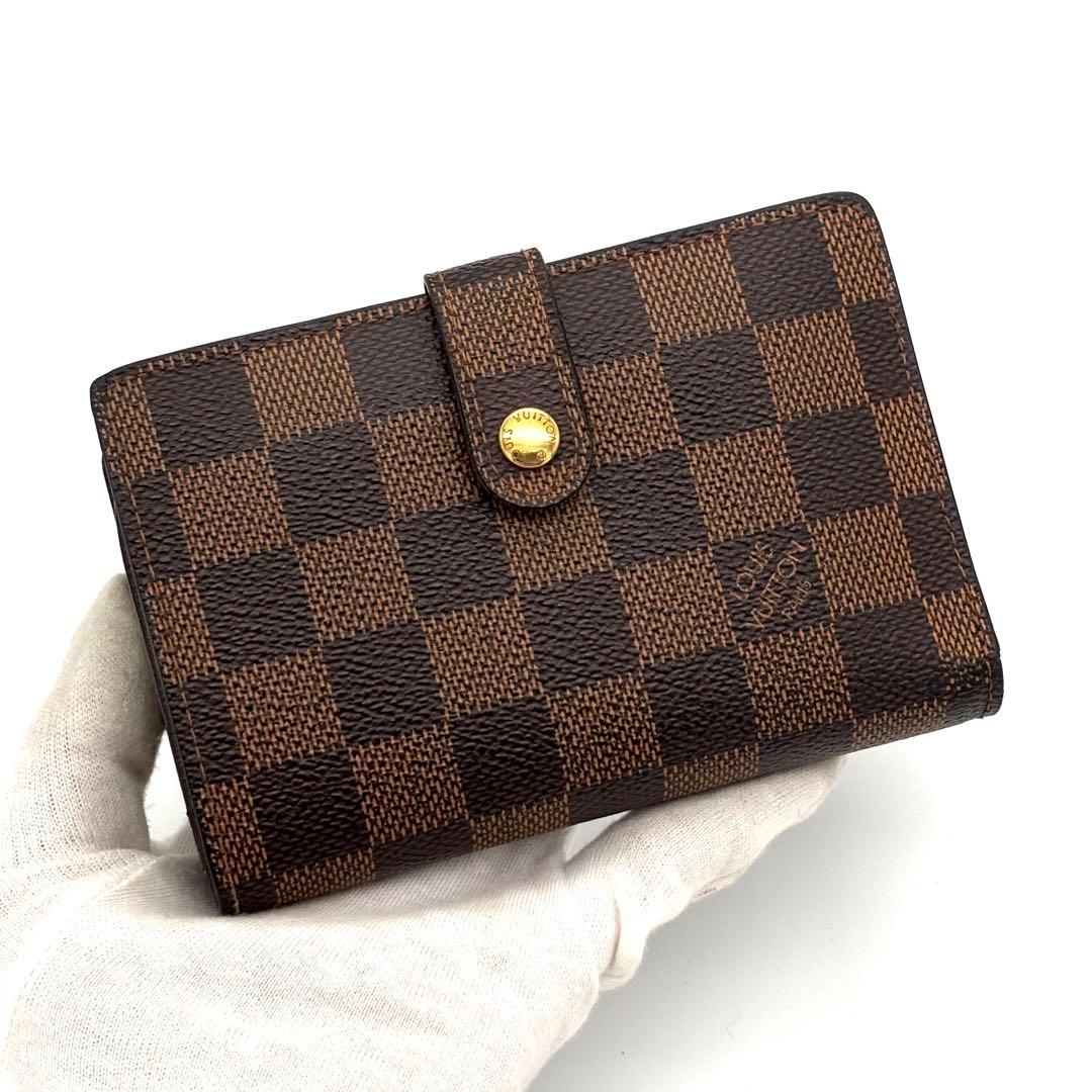 【新型】ルイヴィトン ダミエ ヴィエノワ がま口 二つ折り財布 ブラウン