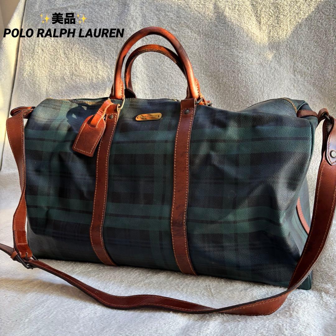 ✨️美品 ポロラルフローレン ボストンバッグ 2WAY PVCレザー グリーン