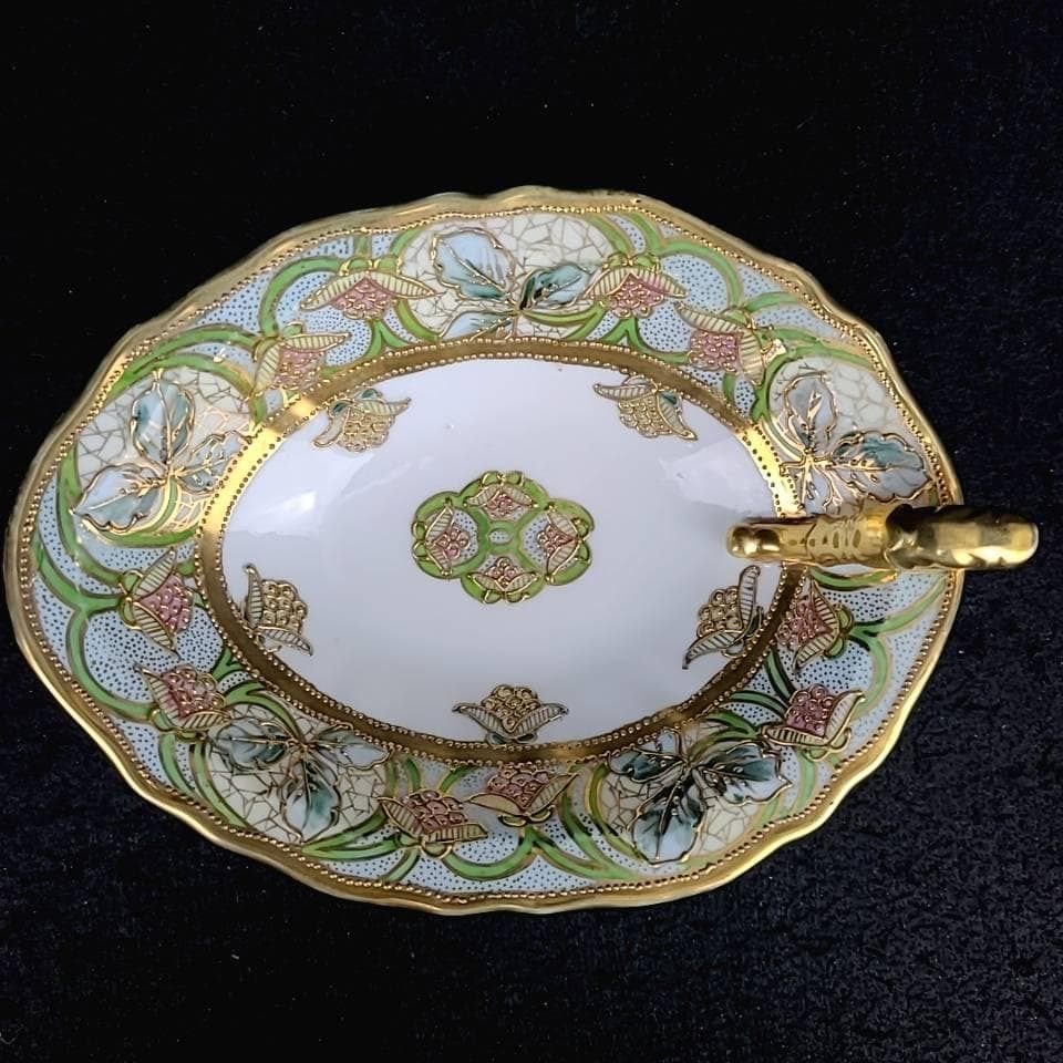 ▽美品▽オールドノリタケ 手付皿　深皿 RCマーク 金彩盛上　金盛花紋